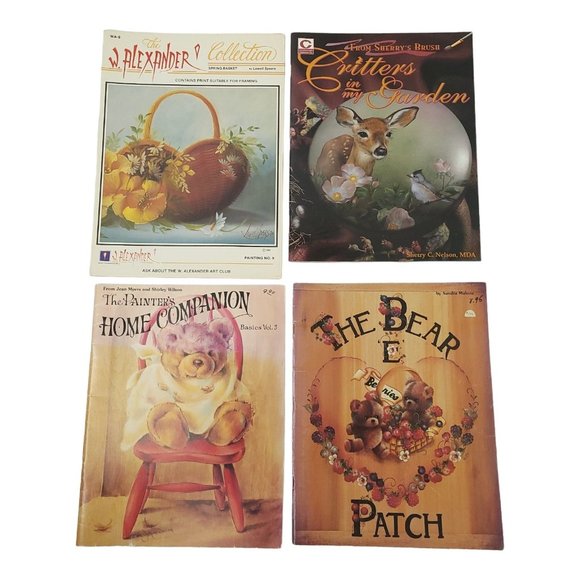 Crafting Books Lot Of 4 Painting Fabric Wood Canvas Tole Applique Embossing - Picture 1 of 11